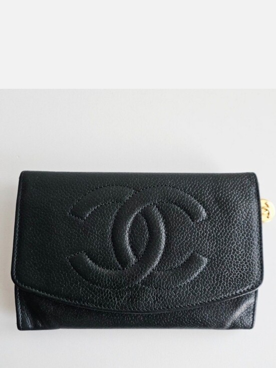 CHANEL Handbags - Chanel Dark Green Caviar Timeless CC Wallet